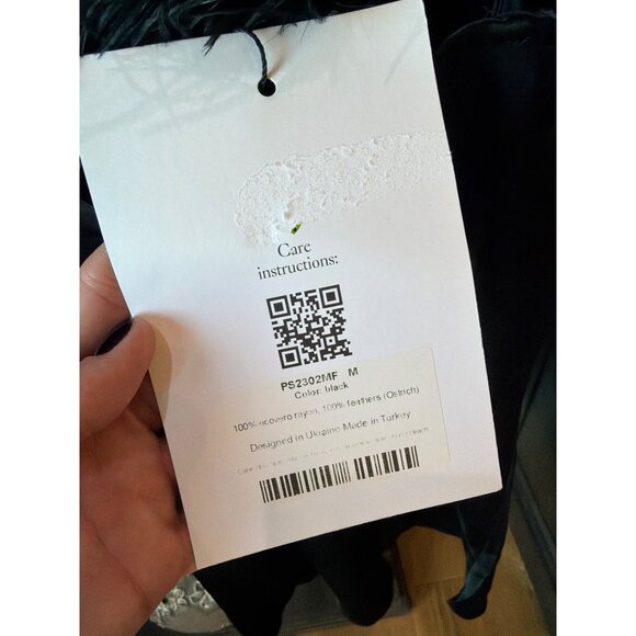 Sleeper Feather Mini Slip Dress Black Womens Size Medium - Picture 9 of 10